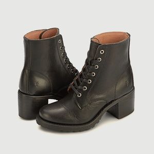 Frye Sabrina 6G Lace Up Boots, Black